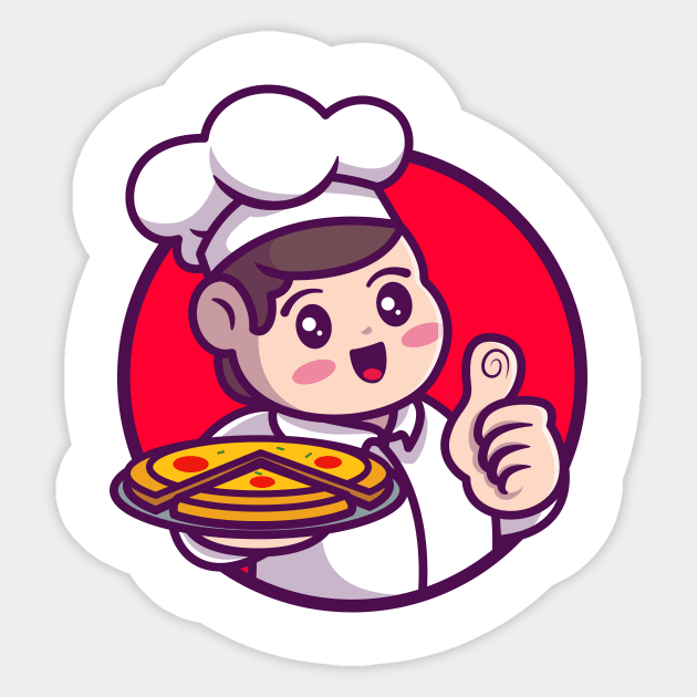 Cute Chef Serving Pizza Cartoon Sticker by Catalyst Labs